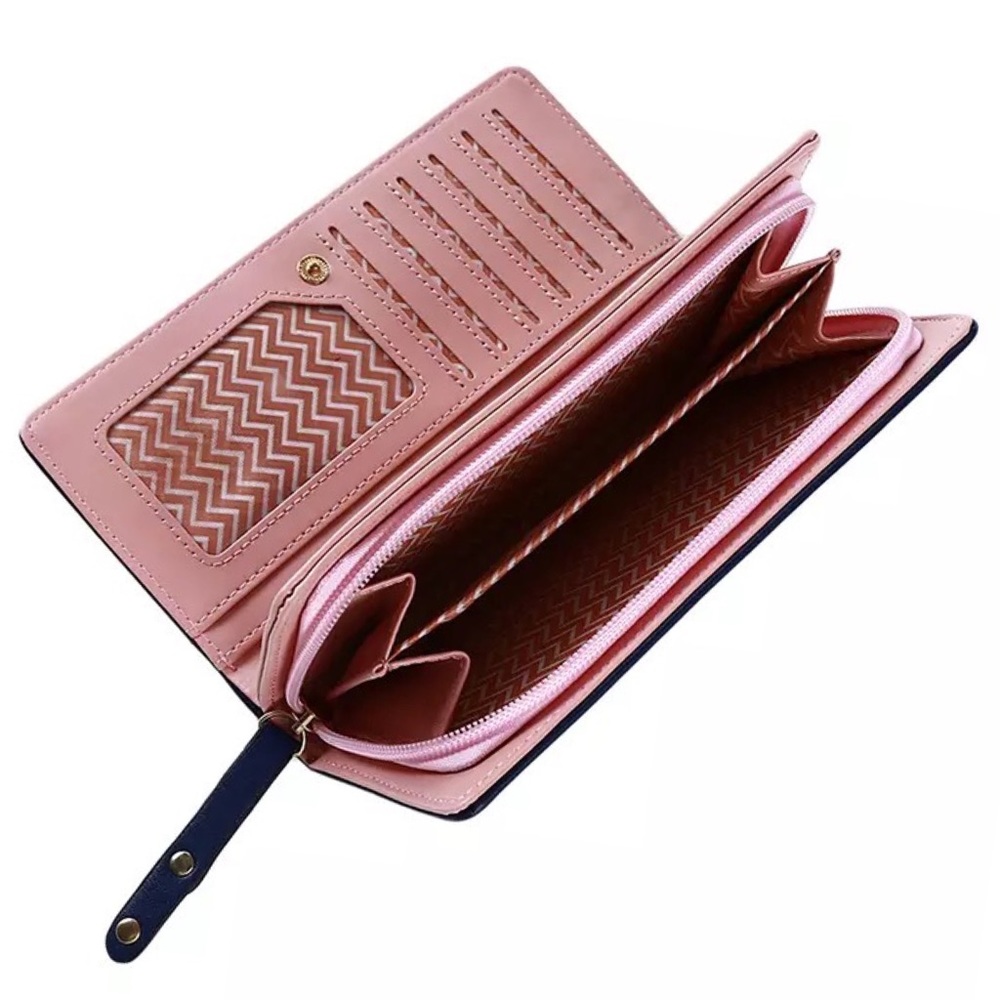 Pink Vegan Leather Cat Clutch Wallet Checkbook - Picture 10 of 15